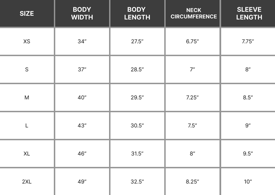 Sizing Chart – The Ron Clark Academy